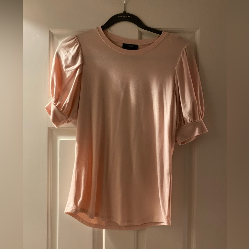 Tahari Blush Puff Sleeve Blouse